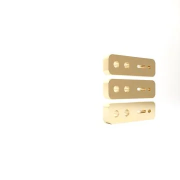 Gold Server, Data, Web Hosting icon isolated on white background. 3d illustra Stock Illustration