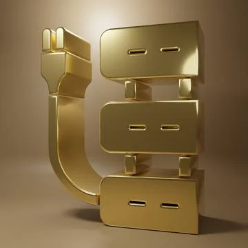 Gold Server icon isolated on brown background. Adjusting app, service conce.. Illustrazione stock