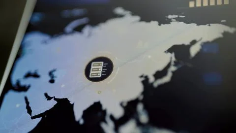 Gold server marker positioned across Asia Stock Photos