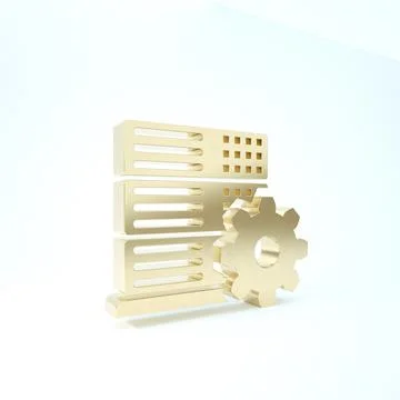 Gold Server setting icon isolated on white background. 3d illustration 3D ren Illustrazione stock