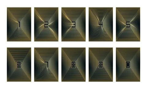 Gold set of numbers with blend style Stock Illustration