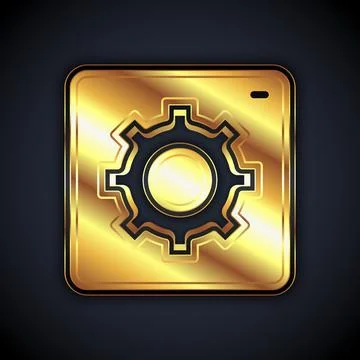 Gold Setting icon isolated on black background. Tools, service, cog, gear Stock Illustration