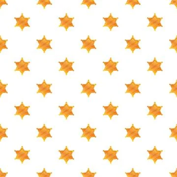 Gold sheriff stars repeating pattern on white background Stock Illustration