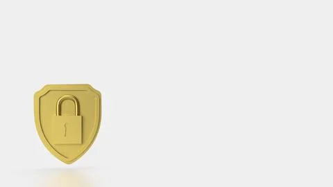 The Gold shield and Lock for Security concept 3d Rendering. Foto stock