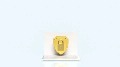 The Gold Shield and note book for Business or security concept 3d Rendering. Stock Illustration