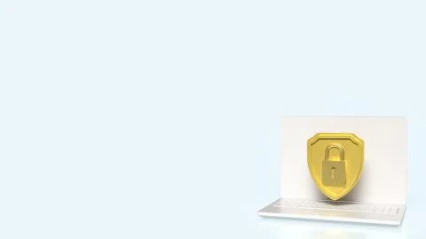 The Gold Shield and note book for Business or security concept 3d Rendering. Stock Illustration