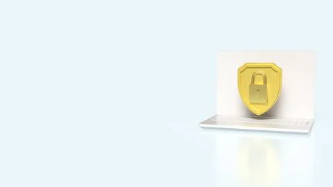 The Gold Shield and note book for Business or security concept 3d Rendering. Stock Illustration