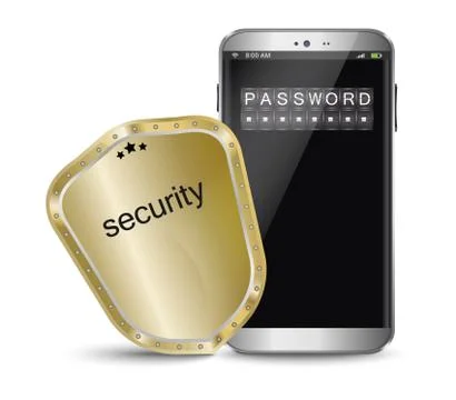 Gold shield  and smartphone イラスト素材