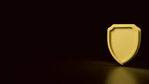 The gold shield on Black Background for security concept 3d rendering. Stock Illustration