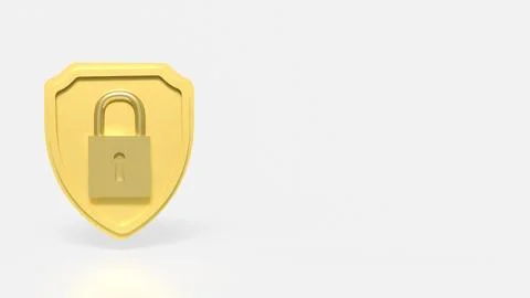 The Gold Shield for Business or security concept 3d Rendering. Stock Illustration
