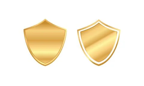 Gold Shield Icon Collection with Metallic Security Protection Symbol Illust.. Stock Illustration