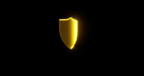 Gold shield icon loop on black background Stock Footage 318736090