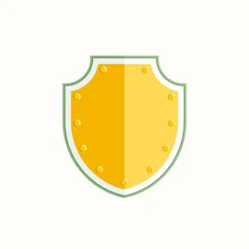 Gold shield icon on white background. Vector illustration Stock Illustration