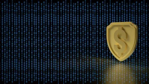 The Gold Shield for protection or security concept 3d rendering.. 스톡 일러스트