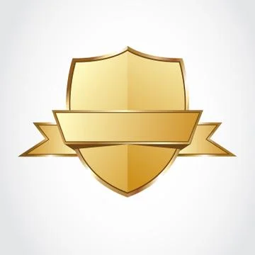 Gold shield with ribbon. Vector illustration Stock Illustration