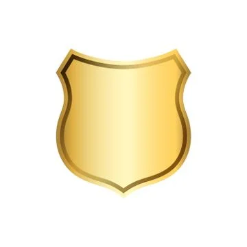 Gold shield shape icon. 3D golden emblem sign isolated on white background. S イラスト素材