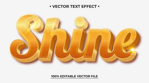 Gold Shine Text Effect with 3D Style and Light Flare on White Stock Illustration