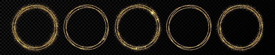 Gold shiny circle frame with light effects Stock Illustration