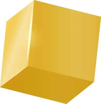 Gold shiny cube perspective Illustrazione stock