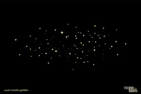 Gold shiny decor element. Backdrop plume glitter texture, crumbs. Golden dust Stock Illustration