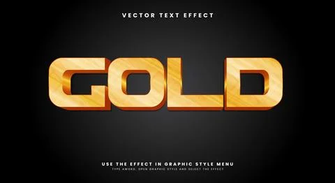 Gold shiny editable text effect Template Stock Illustration