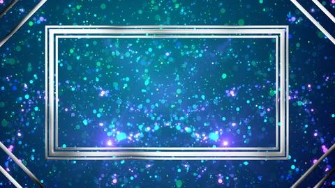 Gold shiny glittering metallic rectangle frame with magical particle trail .. Stock Illustration