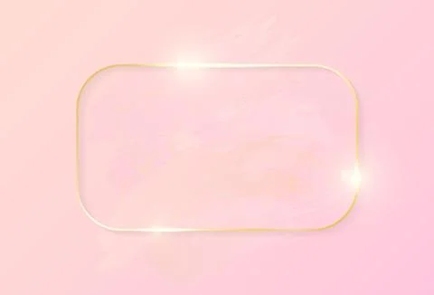 Gold shiny glowing rectangle frame with rose pastel brush strokes isolated on Stock Illustration