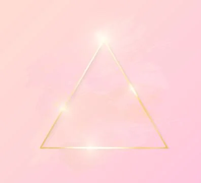 Gold shiny glowing triangle frame with rose pastel brush strokes isolated on Stock Illustration