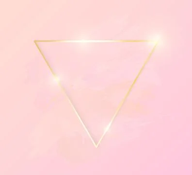 Gold shiny glowing triangle frame with rose pastel brush strokes isolated on Stock-Illustration