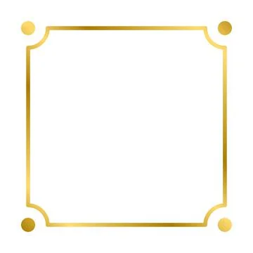 Gold shiny glowing vintage rectangle frame with shadows isolated on white bac Stock Illustration