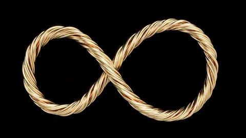 Gold sign endless infinity on black back twist intro able to loop Video stock 270447905