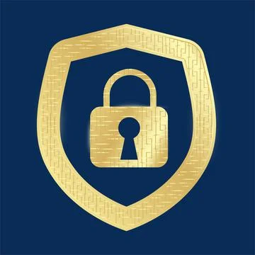 Gold sign shield of the security castle. vector illustration. image for use in Stock Illustration
