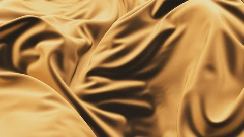 Gold silk texture of satin abstract background. Smooth soft fabric Stock Footage