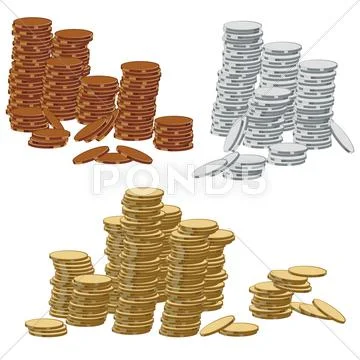 Gold, silver and bronze coins Stock Illustration