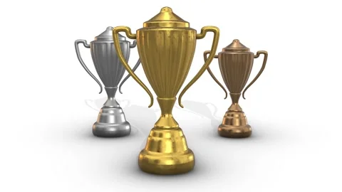 Gold Silver and Bronze Trophy Medals. Prizes. Positions Holder. Winners. 4K Video stock 283110337