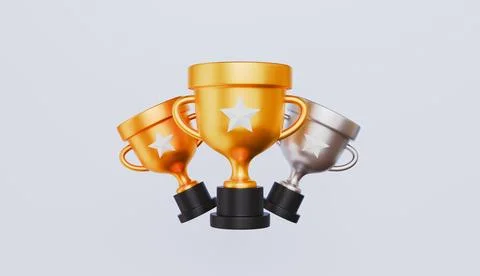 Gold, silver and bronze trophy, sport competition award, sport tournament Stock Illustration