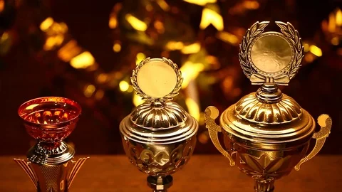 Gold silver bronze cup studio hd footage Stock Footage 102528276