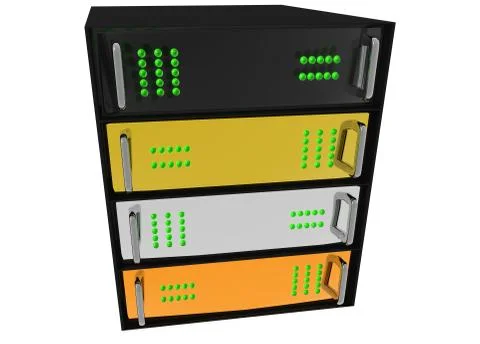 Gold silver bronze server rack hosting Stock Photos
