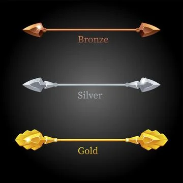 Gold, silver, bronze spears for the flag. Stock Illustration