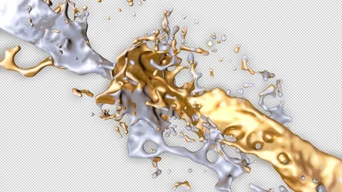 Gold Silver Fluid Collision Alpha Channel Video stock 149039740