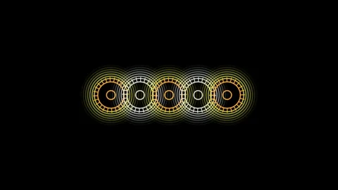 Gold silver gears rotating neon motion Video stock 310412557