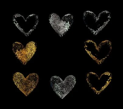 Gold  silver  heart Stock Illustration