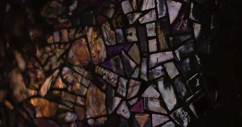Gold silver light patterns revealed on iridescent holographic mosaic Stock Footage 85642985
