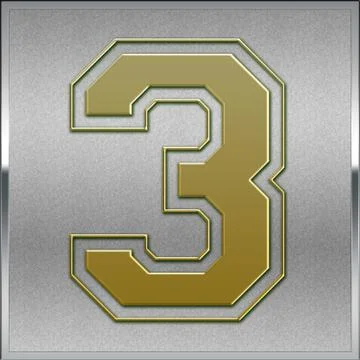 Gold on silver number 3 position, place sign Stock Illustration