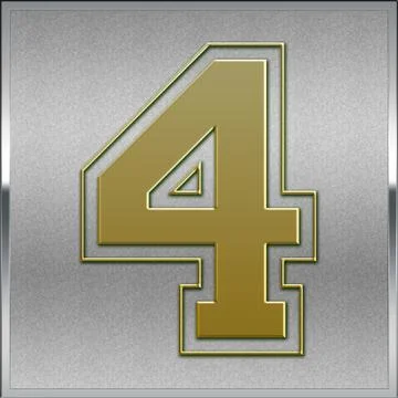 Gold on silver number 4 position, place sign Stock Illustration