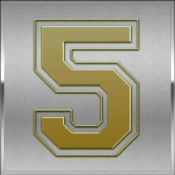 Gold on silver number 5 position, place sign Stock Illustration