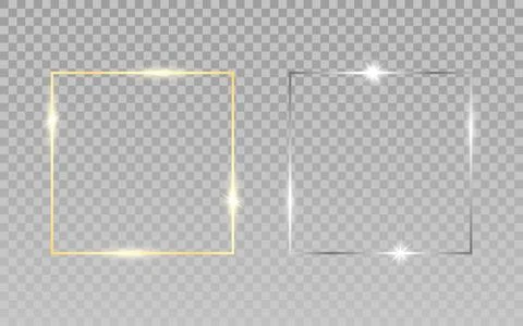 Gold silver squares. Luxury frames on transparent background. Wedding element Illustrazione stock