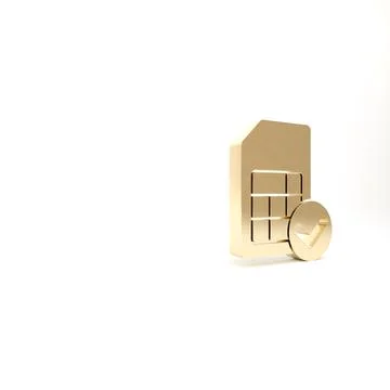Gold Sim card icon isolated on white background. Mobile cellular phone sim ca Stock Illustration