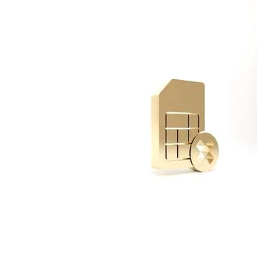 Gold Sim card rejected icon isolated on white background. Mobile cellular pho Stock Illustration