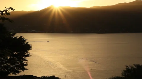 Gold Sky Sunset - Lagoon Video stock 38686848